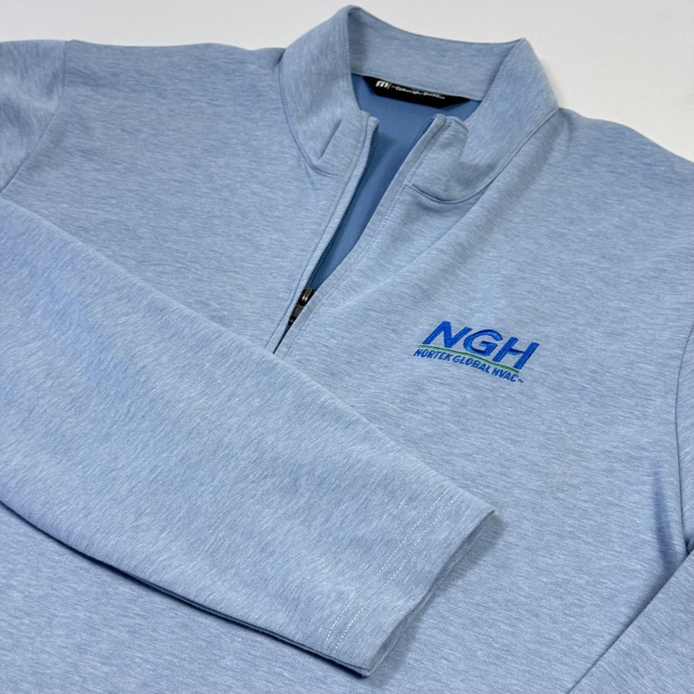 Travis Mathew Pullover Mens XL Blue Quarter Zip Performance Golf Mock Neck Layer